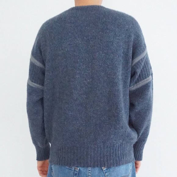Vintage Chewitt Heather Blue Knit Sweater Minimalist Old Money Cabincore L - Picture 2 of 9